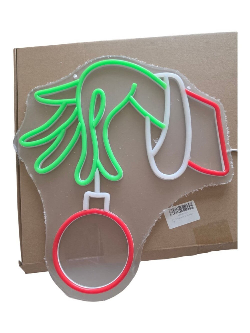 Christmas Neon LED Grinch-Inspired Hand Holding Ornament Wall Sign NIB - Picture 2 of 4
